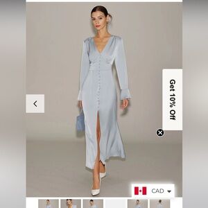 RIHOAS Elegant Long Sleeve Light Blue Dress